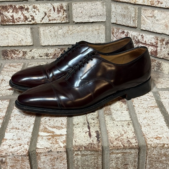 π HP Johnston & Murphy Optima Burgundy Calfskin Leather Lace-up Oxfords Size 13 - Picture 2 of 9